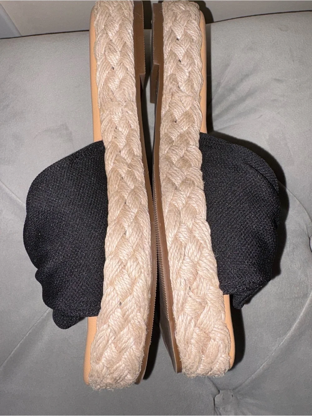 Black Knotted Espadrille Slide Sandals - Women